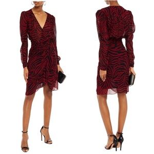 ba&sh Saphir Wrap-Effect Tiger Print Georgette Dress